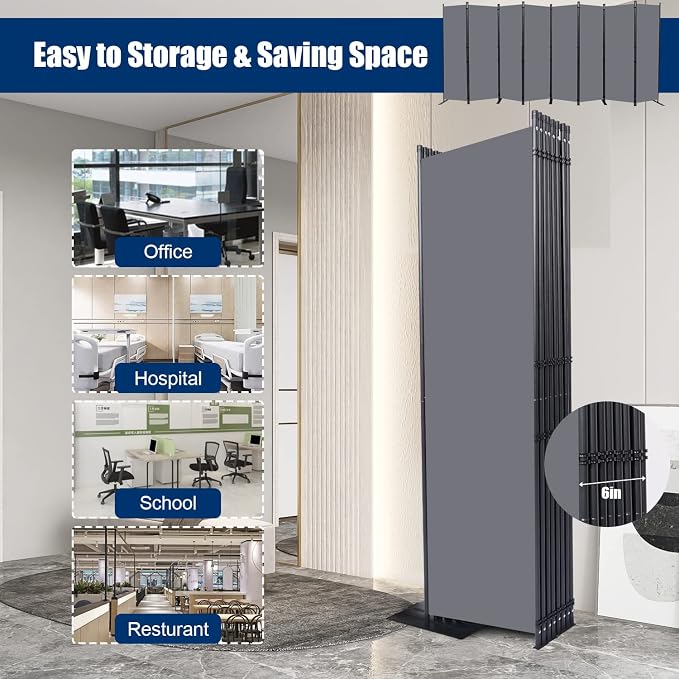Room Divider 6FT Portable Room Dividers and Folding Privacy Screens, 8 Panel - Image 4