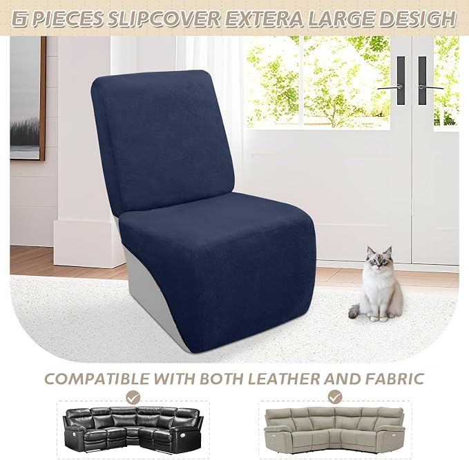 Arfntevss Sectional Recliner Couch Covers Velvet Corner Sectional Sofa Cover - Image 6