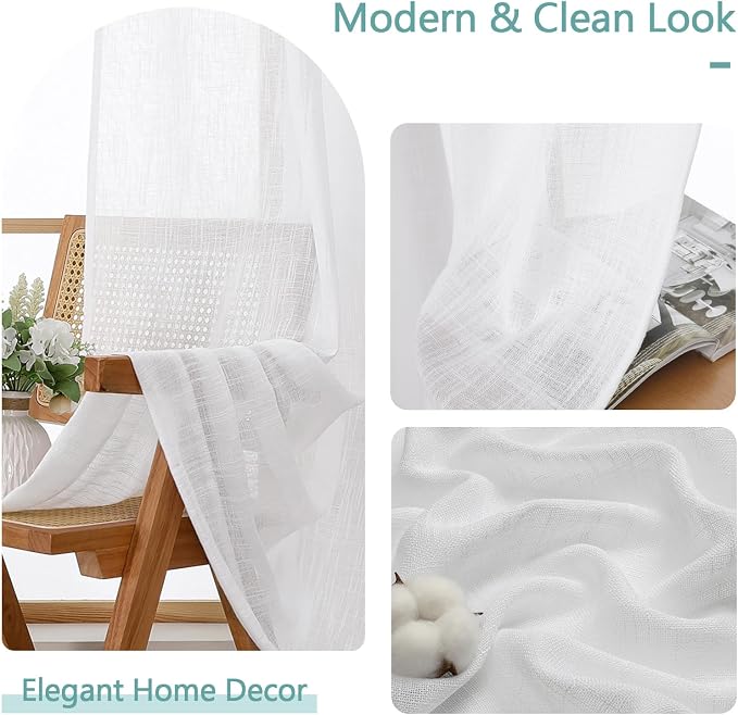 Chyhomenyc Semi Sheer Curtains 63 Inch Length 2 Panels - Image 8