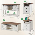AMERLIFE Farmhouse 4-Piece Living Room Set, Entryway Console - Image 2