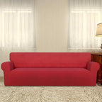 PureFit Stretch Couch Covers for Sofa 4 Seater Slipcovers Red | 1-Piece Sofa - Image 2