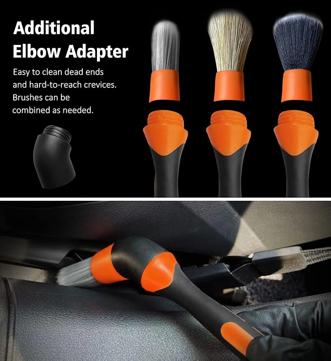 YeewayVeh 3pcs Car Detailing Brush Set, Boars Hair Detailing Brushes, Ultra - Image 6
