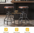 LOKKHAN Vintage Industrial Bar Stool-Rustic Swivel Barstools-Round Wood Metal - Image 4