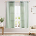 Aqua Green Linen Curtains 63 Inches Long 2 Panel Sets by Nanspring