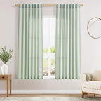 Aqua Green Linen Curtains 63 Inches Long 2 Panel Sets by Nanspring