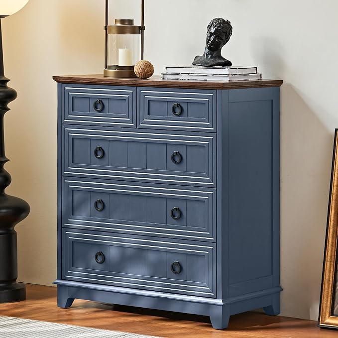 Joaxswe Farmhouse 5 Drawer Dresser - Image 4