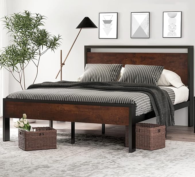 SHA CERLIN 14 Inch Full Size Metal Platform Bed Frame by SHACERLIN