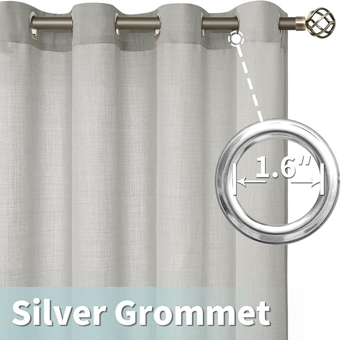 Light Grey Linen Curtains 84 Inch Long - Image 5