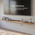 Oak Floating Shelves Set of 2，35.43in Wall Mounted Display Ledge Shelves - Image 3