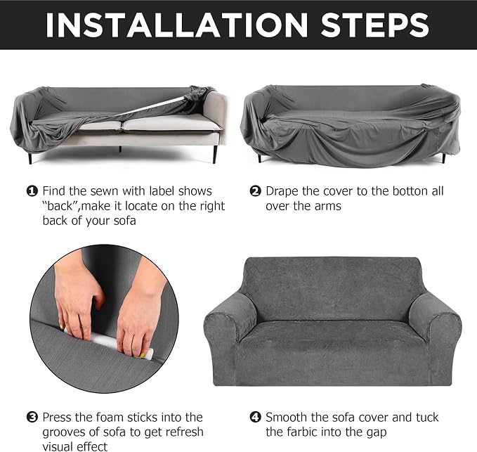 Peryiter 3 Pcs Couch and Loveseat Covers Set Sofa Cover - Image 5