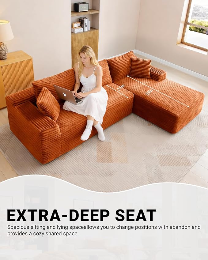 108" Cloud Sectional Couch, Modern Modular Sectional Sofa - Image 7