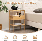 Giantex Bamboo Nightstands Set of 2, Wood Side Tables - Image 7