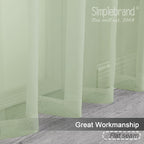 Simplebrand Light Green Sheer Curtains 72 Inches Long 2 Panels - Image 3