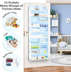 Blue Over the Door Organizer 5 Tiers, Extra Large Behind Door Storage of 10 - Image 5