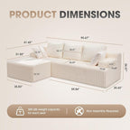 Hobestluk Modular Sectional Sofa Couches L-Shape Couch 3 Seat Modular Sofa - Image 2