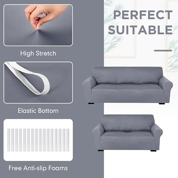 Peryiter 2 Pcs Sofa Covers Couch and Loveseat Covers Set Stretch Sofa Slipcover - Image 4