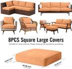 8Pcs Outdoor Cushion Covers, Stretch Patio Furniture Couch Chair Slipcovers | - Image 2