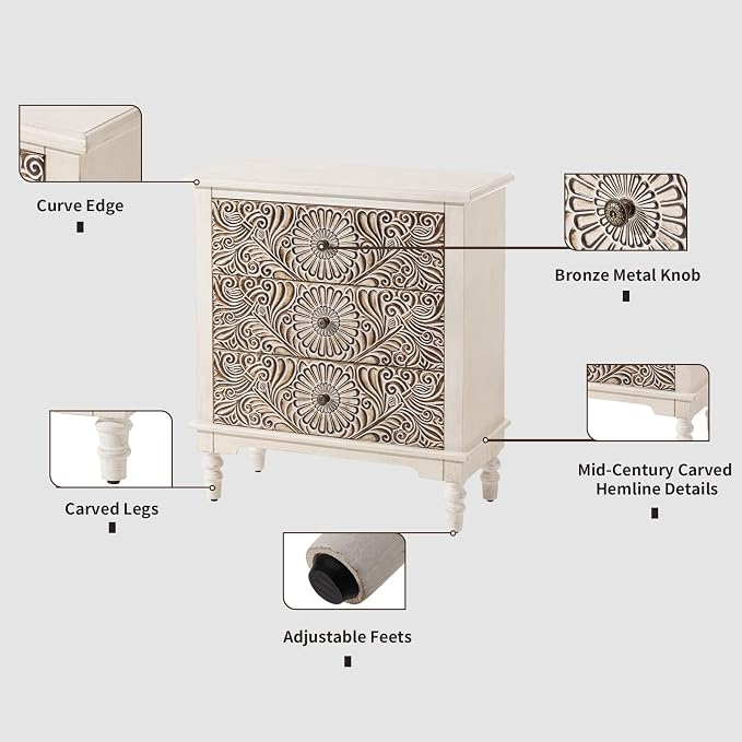 HOMPUS Farmhouse 3-Drawer Dresser - Image 6