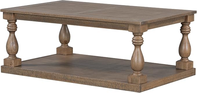 Merax Vintage Coffee Table Featuring Artistic Vase Column Legs and Luxurious - Image 8