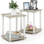 Furinno SIMPLISTIC Side Table Set of 2, 2-Tier Square Modern End Table by Furinno-FitsYourSpaceFitsYourBudget