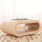 Solid Wood Japanese-Style Table and Stool Set, Including Tatami Tea Table - Image 3