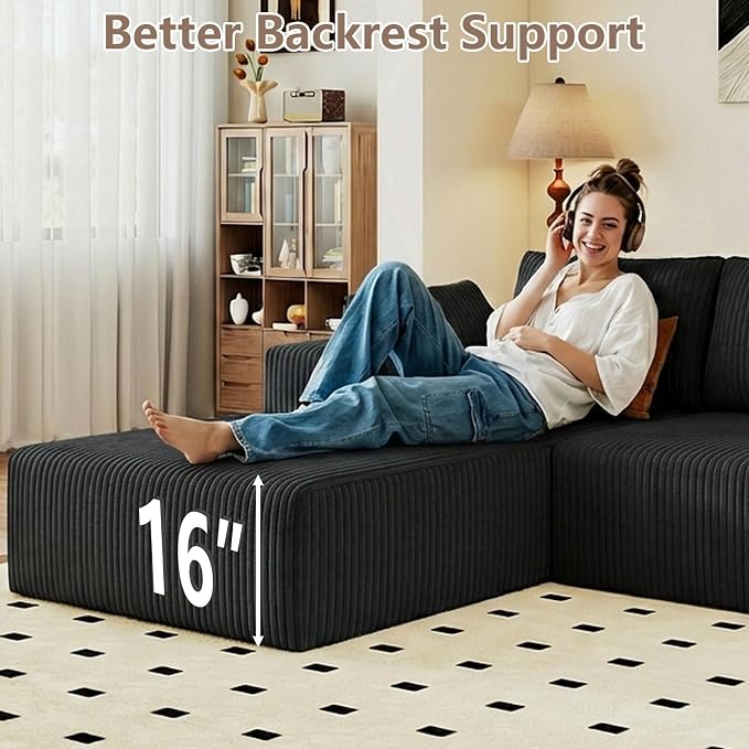 95" Cloud Sectional Couch U-Shaped Chaise - Image 5