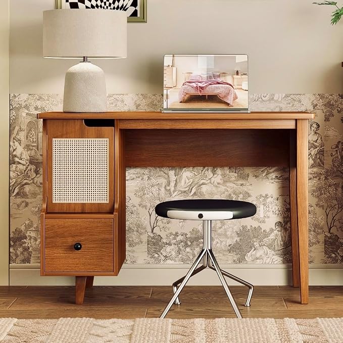 Vintage Style Desk with Storage Space and Drawer, Mid-Century Modern by ukorua