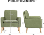 Accent Chair Set of 2 Living Room Mid-Century Modern Chair, Upholstered Fabric - Image 2