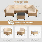 KIGOTY 7-Piece Patio Furniture Set, All-Weather PE Rattan Outdoor Sectional Sofa - Image 2