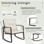 SUNCROWN 3 Piece Outdoor Rocking Bistro Set Black Wicker Furniture Porch Chairs - Image 7