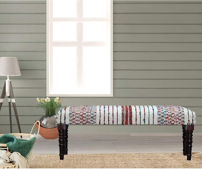 LR Home Multicolor Handmade Upholstered Bench - Image 9