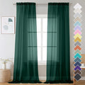 Hunter Green Sheer Curtains 96 Inches Long 2 Panels by OVZME