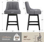 YaFiti Swivel Bar Stool 1 Pcs, 26 Inch Counter Height Bar Stools - Image 3