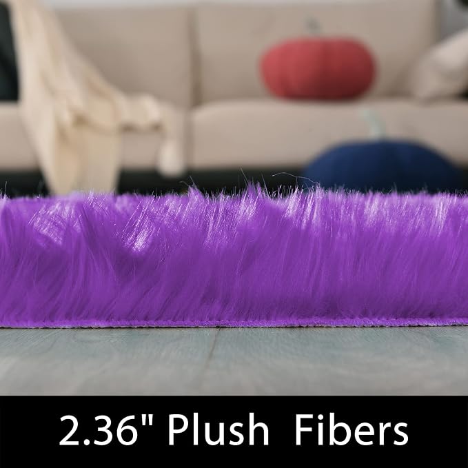 Latepis 8x10 Area Rugs for Living Room Fluffy Bedroom Purple Washable Faux Fur - Image 2