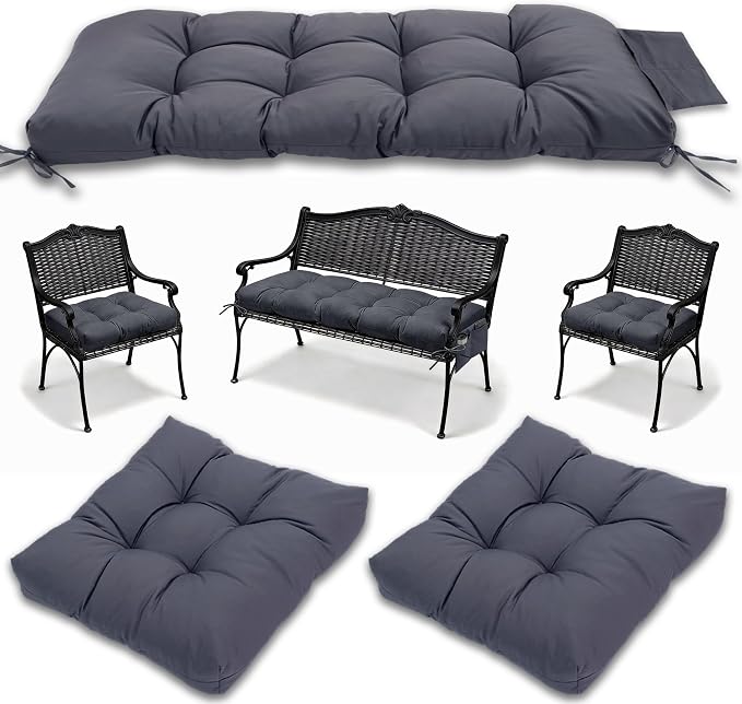 3 Pcs Wicker Chair Cushions Patio Loveseat Chaise Cushion Set by YDDSKY