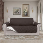 Easy-Going Reversible Couch Cover, 2 Cushion Sofa, Chocolate/Ivory | Oversized - Image 2