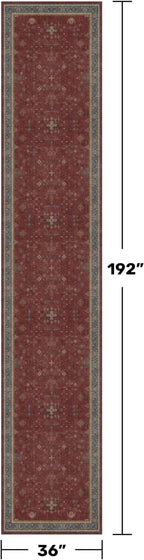 Boho Washable 3x16 Extra Long Hallway Runner Rug, Burgundy Waterproof Large - Image 2