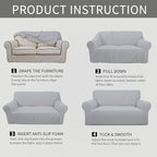Easy-Going Stretch Oversized Loveseat Couch Covers Washable Silver Gray | - Image 6