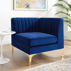 Modway Triumph Channel Tufted Performance Velvet Sectional Sofa Corner Chair by Modway