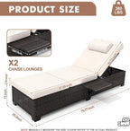 GAOMON Chaise Lounge Chairs Set of 2, Outdoor PE Rattan Chaise Lounge Chair - Image 2