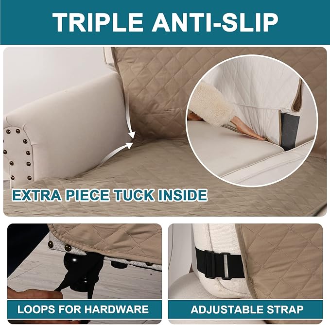 Turquoize 100% Waterproof Sofa Covers Chaise Lounge L Shape Sofa Protector Slip - Image 4