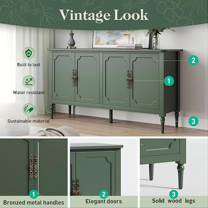 RoyalCraft Buffet Cabinet with Storage, Mid Century Modern Painted Credenza - Image 6