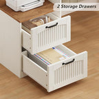 YOMILUVE 63" Farmhouse L Shaped Executive Desk - Image 5
