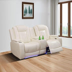 Power Recliner Sofa Set with LED, Leather Reclining Sofa Set, Living Room - Image 5