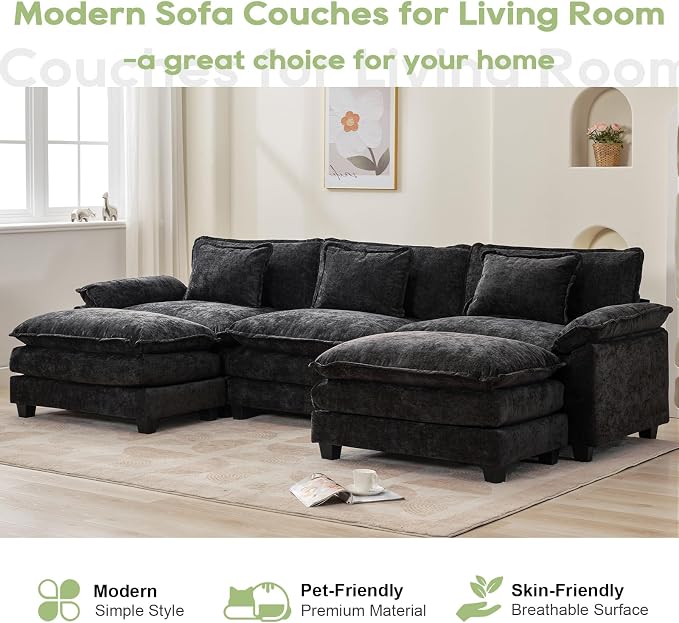 Oprisen 120" Modular Sectional Sofa, Comfy Cloud Couch Sectional Sofa - Image 3
