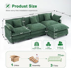 111.4" L-Shaped Cloud Chenille Sofa Sectional Couch - Image 2