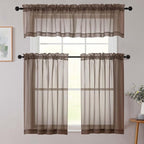 Cafe Curtains 36 Inch Length Tier 2 Pieces, Modern Soft Airy Sheer Kitchen - Image 8