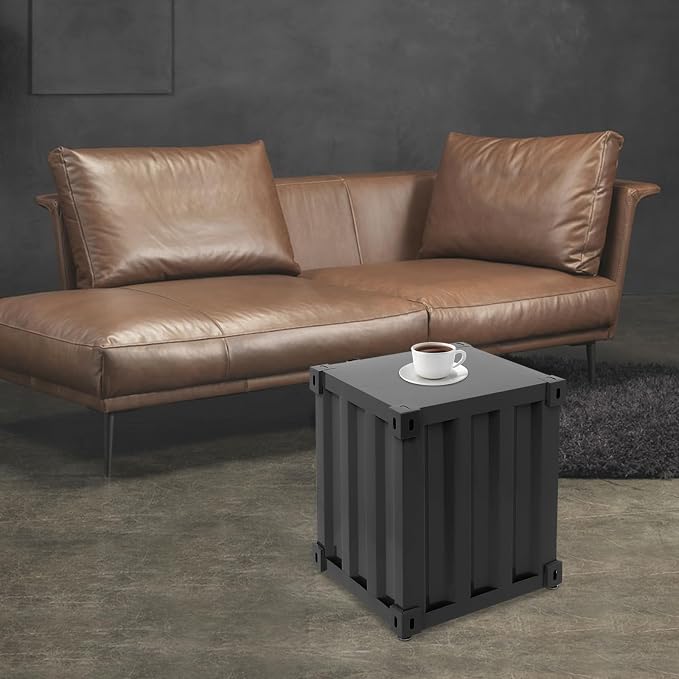 Side Table, Industrial Metal Container Cabinet, Wrought Iron Container Side - Image 5