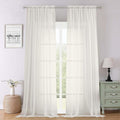 Ivory Sheer Curtains 102 Inches Long 2 Pcs, Rod Pockets Light Filtering Bedroom by Lecloud