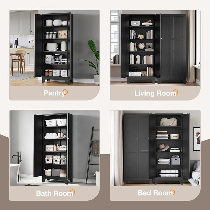 Yizosh Metal Pantry Cabinet, Cupboard - Image 5